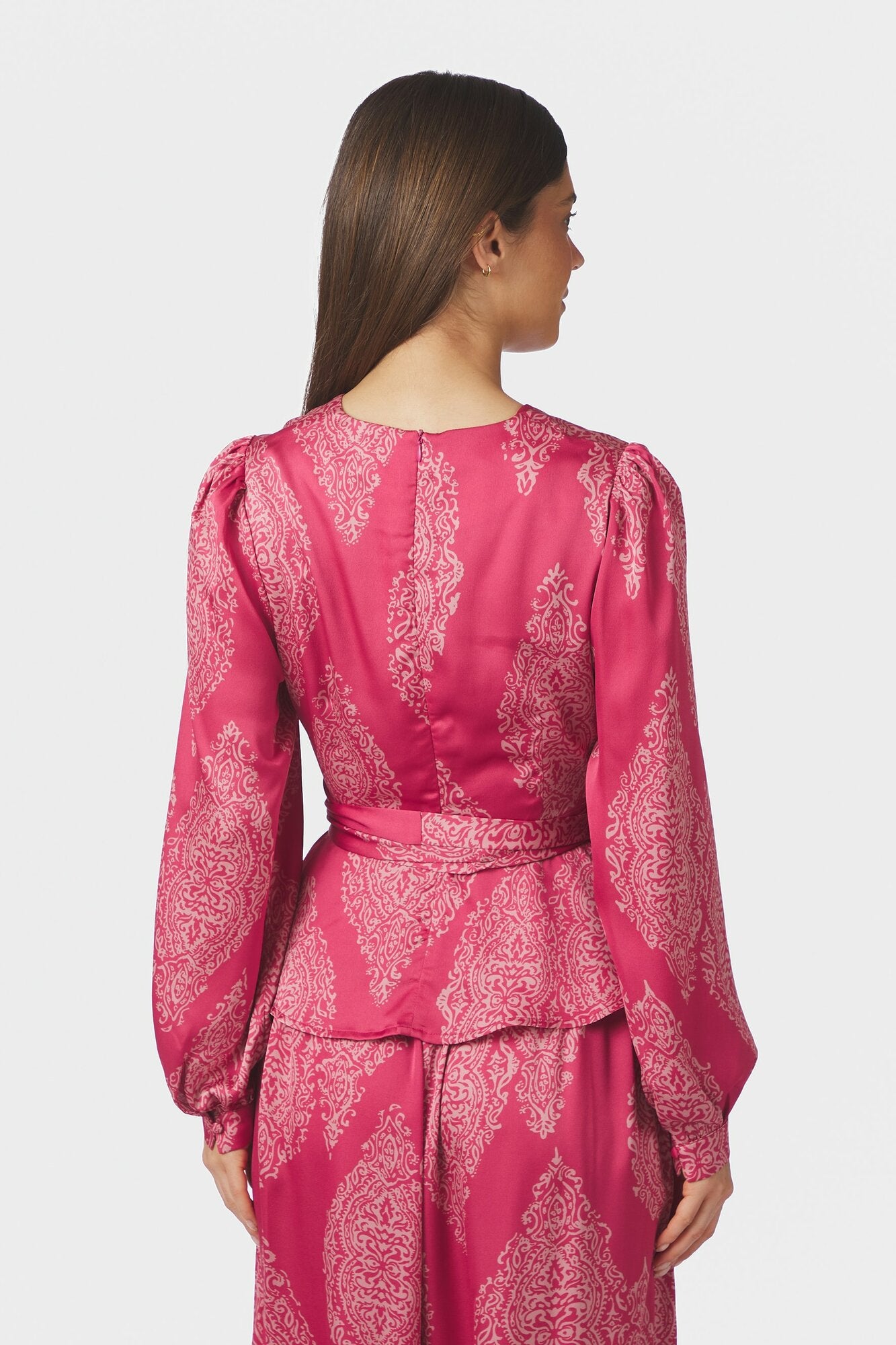 Rista Paisley Drop bluse - Cherry Pink
